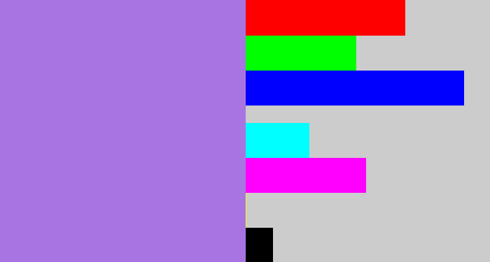 Hex color #a774e2 - light urple