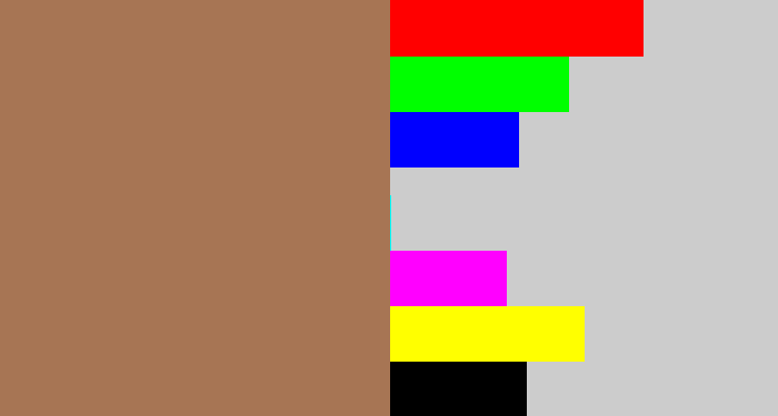 Hex color #a77554 - puce