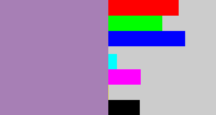 Hex color #a77fb5 - heather