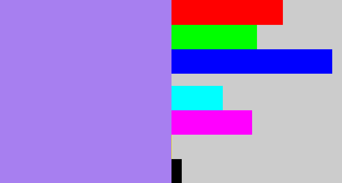 Hex color #a77ff0 - light urple