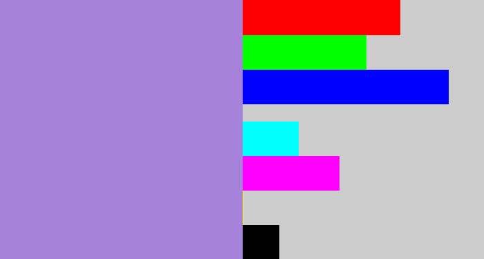 Hex color #a782da - pale purple