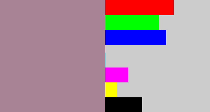 Hex color #a78395 - purpley grey