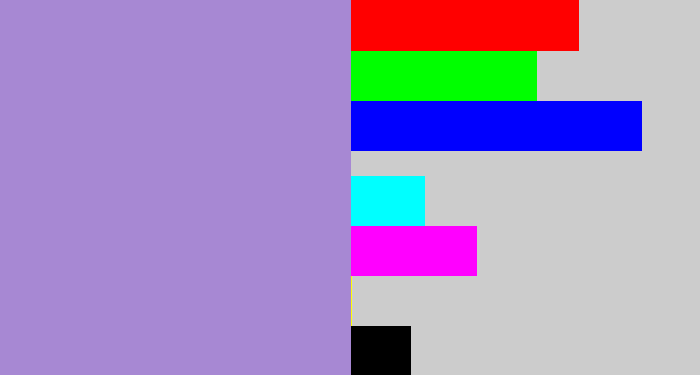Hex color #a788d3 - pale purple