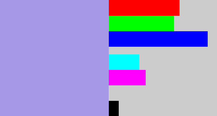 Hex color #a798e7 - pale purple