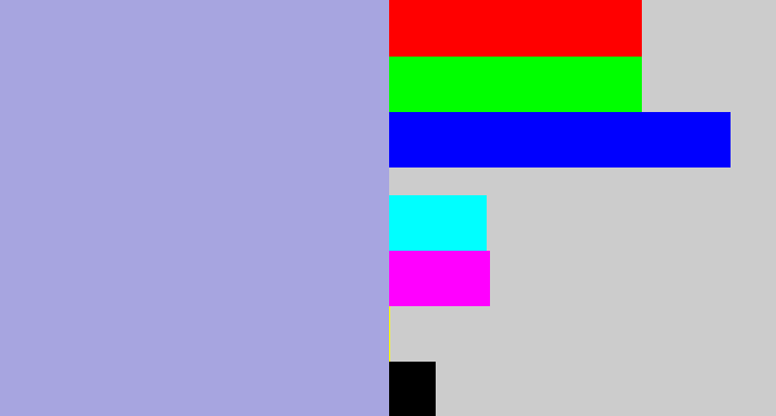 Hex color #a7a5e0 - light grey blue