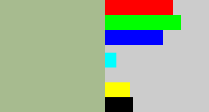 Hex color #a7bb8f - bland
