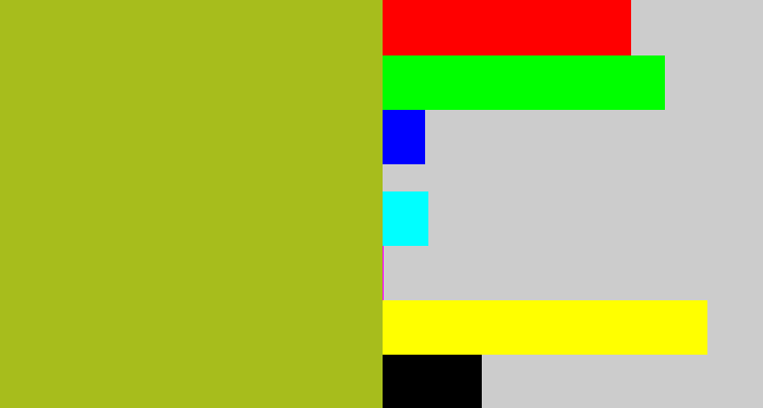 Hex color #a7bd1c - pea