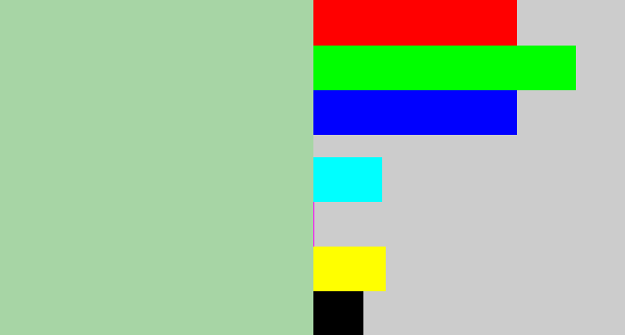 Hex color #a7d5a5 - light grey green