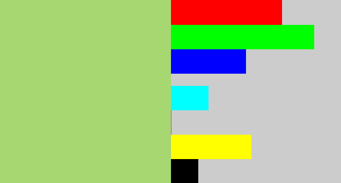 Hex color #a7d771 - pale olive green