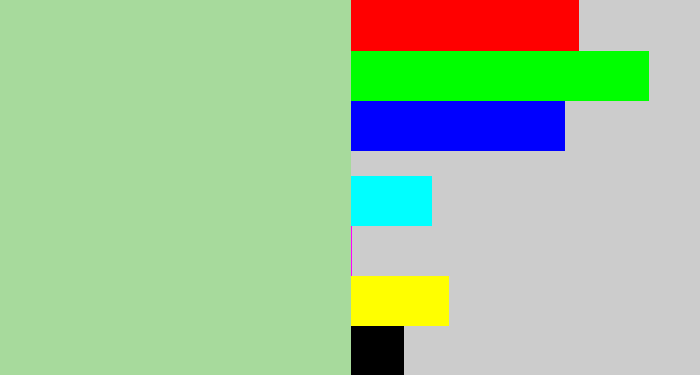 Hex color #a7da9c - light grey green