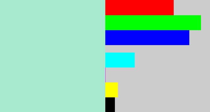Hex color #a7e9cd - pale turquoise
