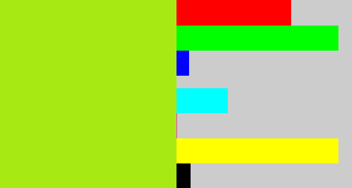 Hex color #a7ea13 - yellowish green