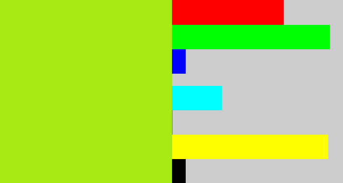 Hex color #a7ea15 - yellowish green