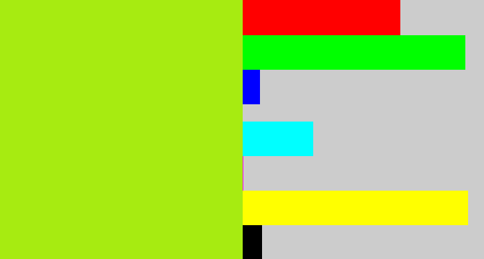 Hex color #a7eb11 - yellowish green