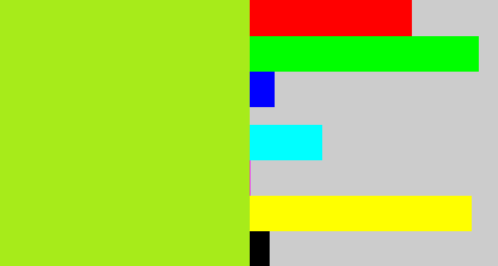 Hex color #a7eb1a - yellowish green
