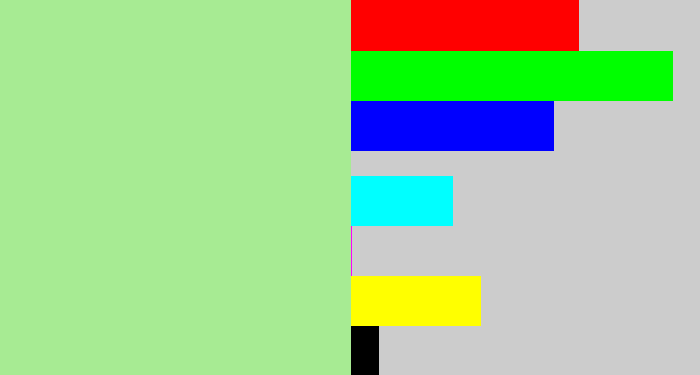 Hex color #a7eb93 - pale light green