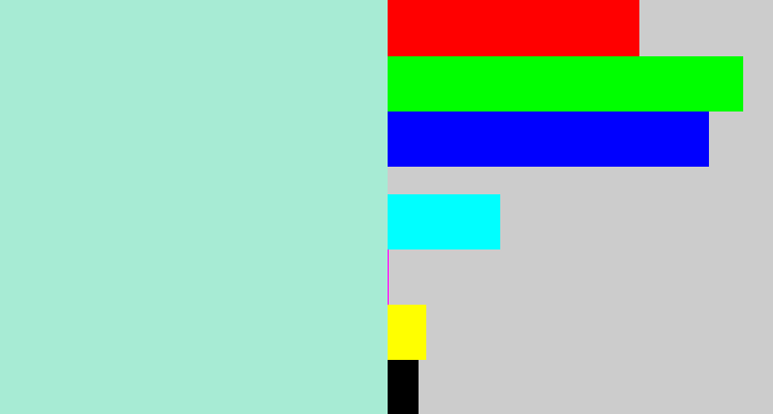 Hex color #a7ebd4 - pale turquoise