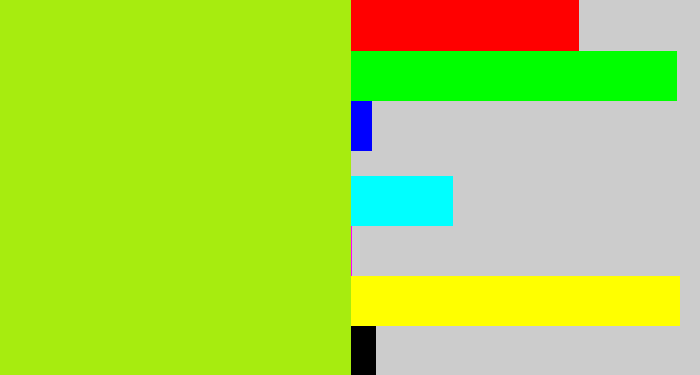 Hex color #a7ec0f - lemon green
