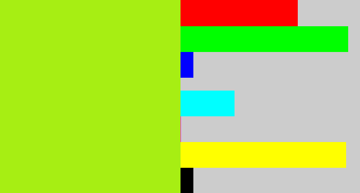 Hex color #a7ee13 - yellowish green