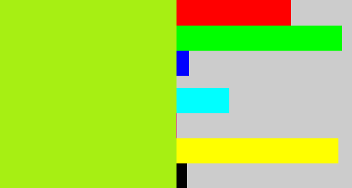 Hex color #a7ef13 - lemon green