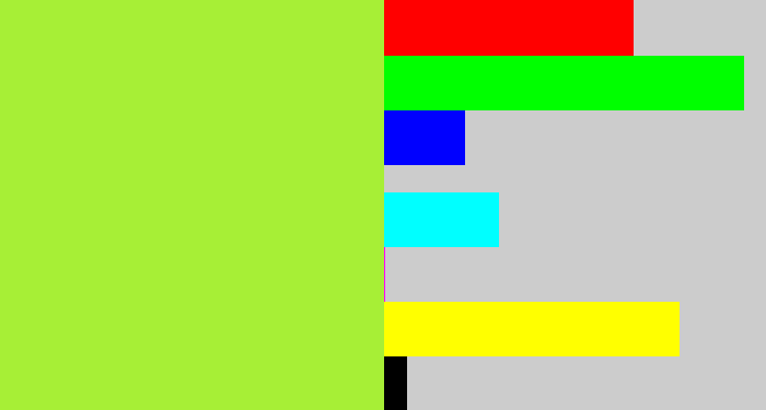 Hex color #a7ef36 - lime