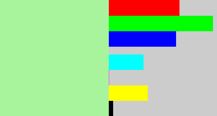 Hex color #a7f49d - pale light green
