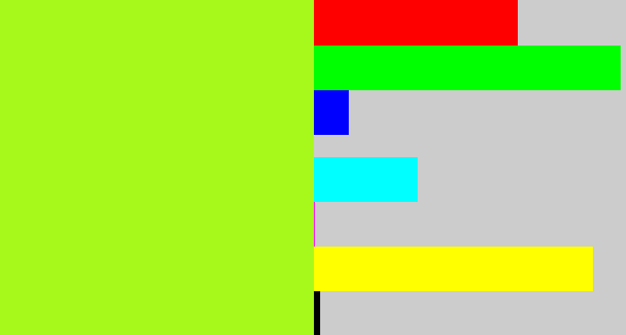 Hex color #a7f91b - yellowgreen