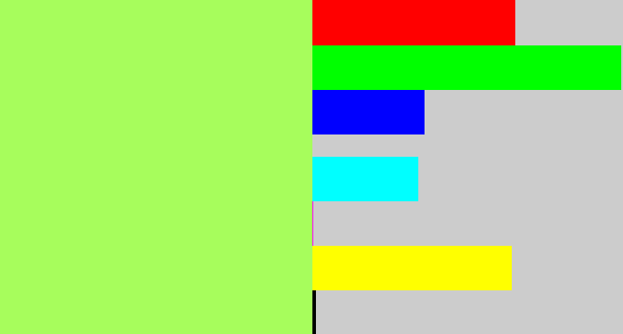 Hex color #a7fd5c - pale lime green