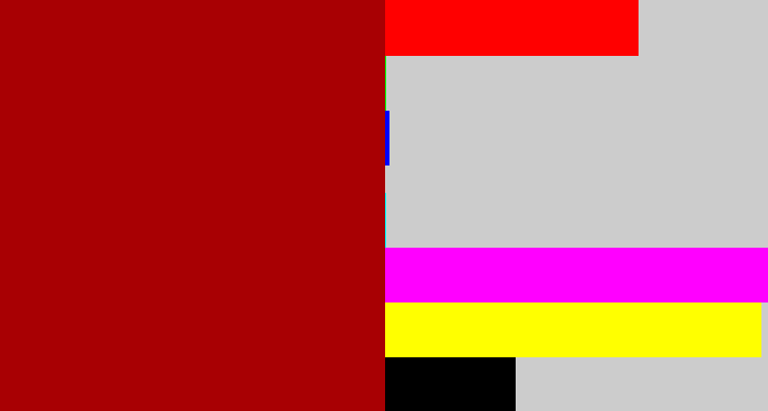 Hex color #a80003 - darkish red