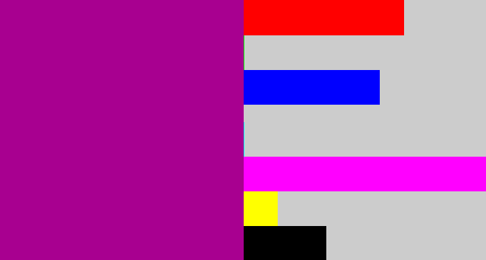 Hex color #a80090 - barney purple