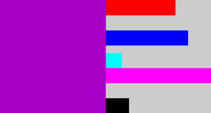 Hex color #a800c6 - vibrant purple