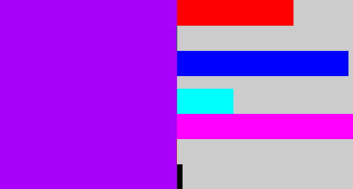 Hex color #a800f8 - bright violet
