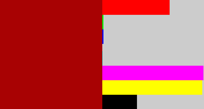 Hex color #a80203 - darkish red