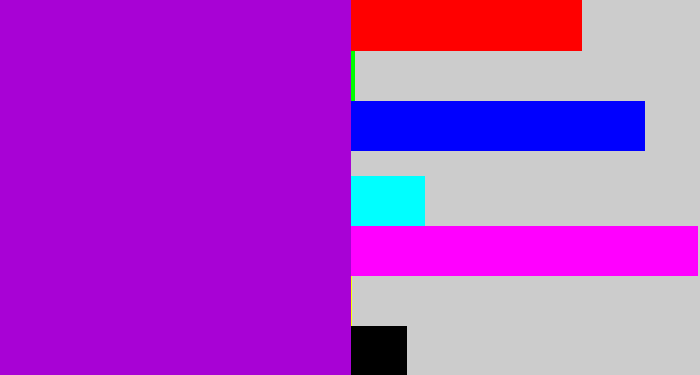 Hex color #a802d5 - vibrant purple