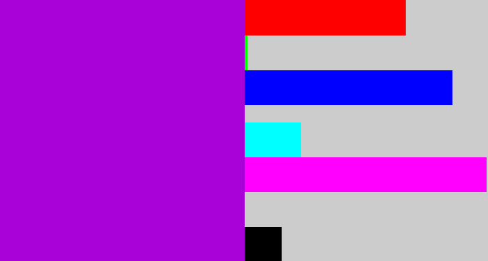 Hex color #a802d9 - vibrant purple