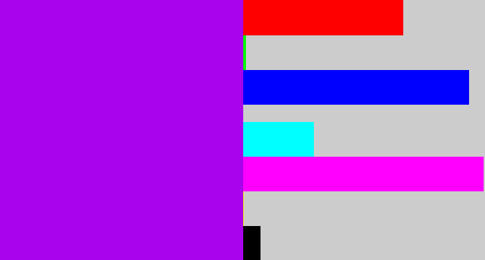 Hex color #a803ec - vibrant purple