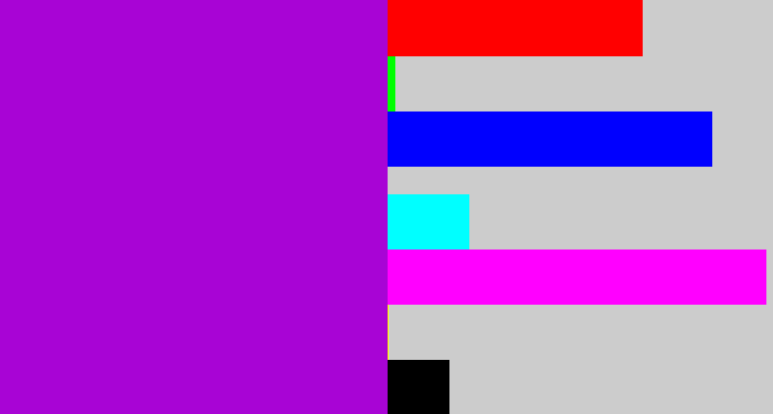 Hex color #a804d5 - vibrant purple