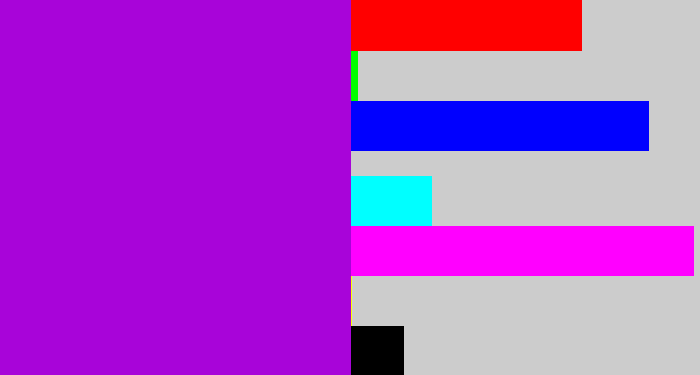 Hex color #a804d9 - vibrant purple