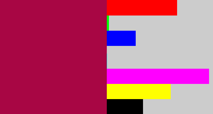 Hex color #a80644 - purplish red