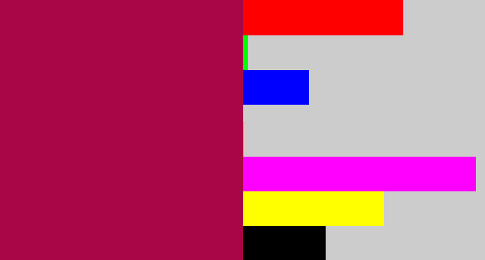 Hex color #a80646 - purplish red