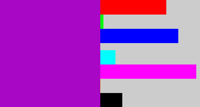 Hex color #a807c6 - vibrant purple