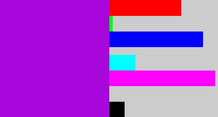 Hex color #a807dc - vibrant purple