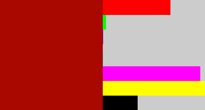Hex color #a80800 - darkish red