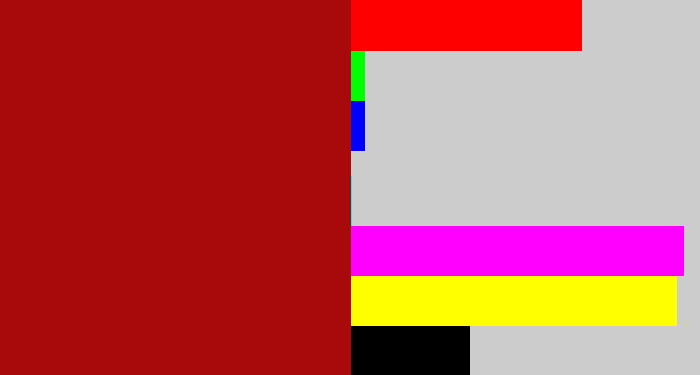 Hex color #a8090b - darkish red