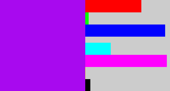 Hex color #a809ef - bright violet
