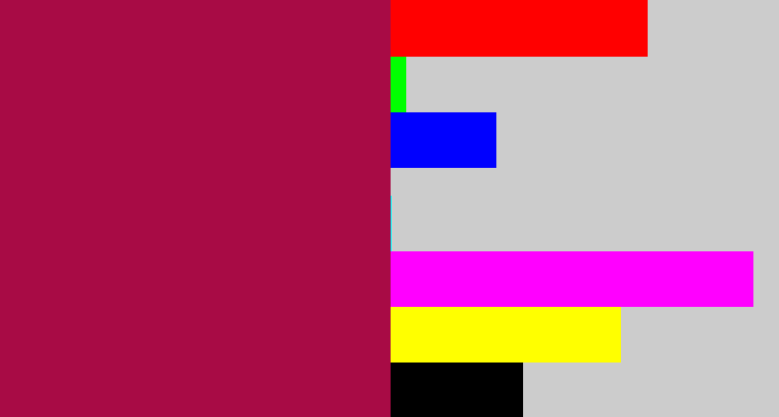 Hex color #a80b45 - purplish red