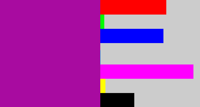 Hex color #a80ba0 - barney purple