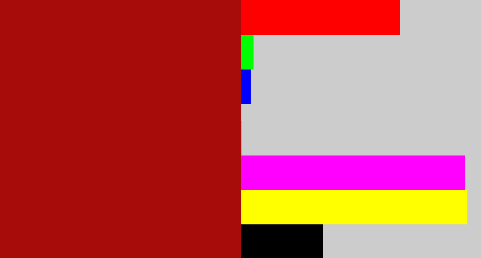 Hex color #a80c0a - darkish red