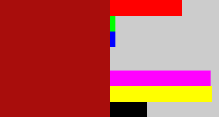 Hex color #a80d0c - darkish red