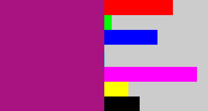 Hex color #a81281 - barney purple